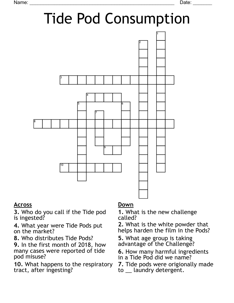 Tide Pod Consumption Crossword