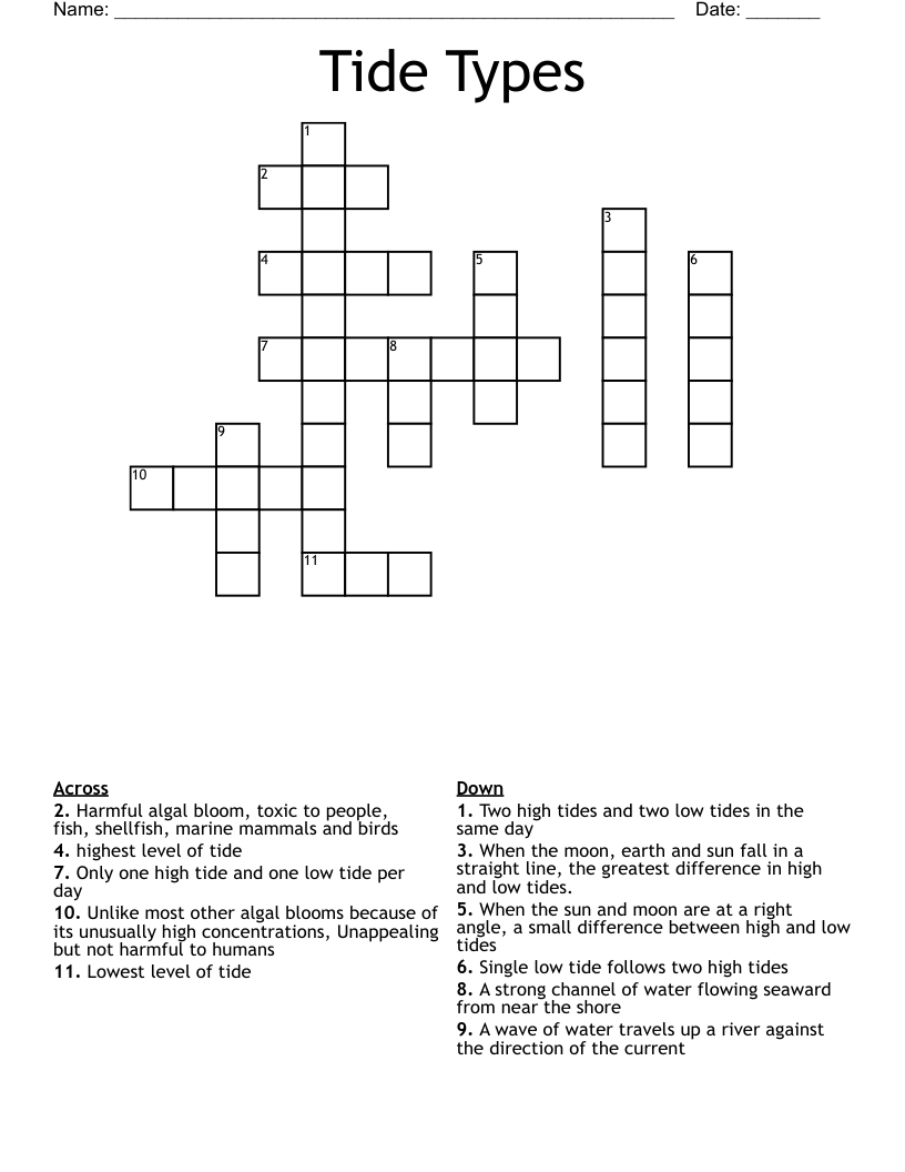 Tide Types Crossword
