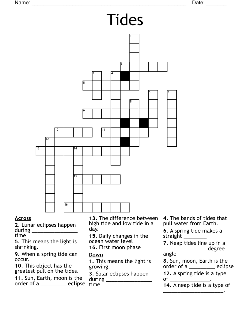Tides Crossword