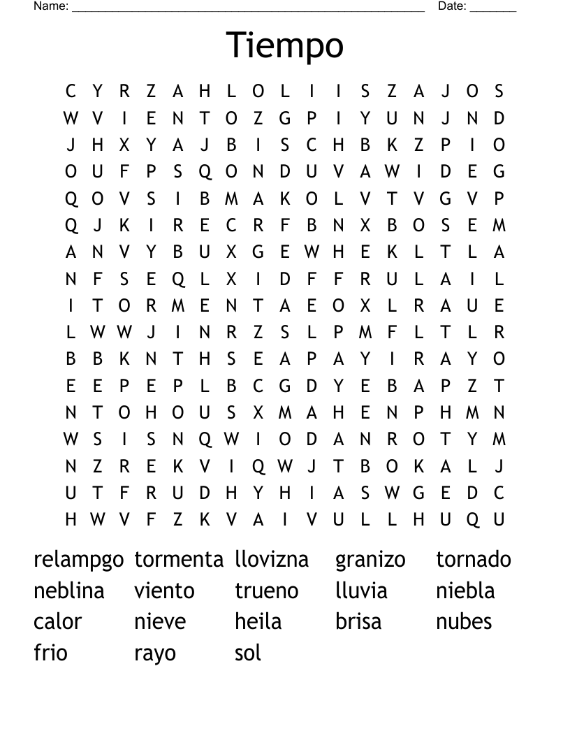 Tiempo Word Search