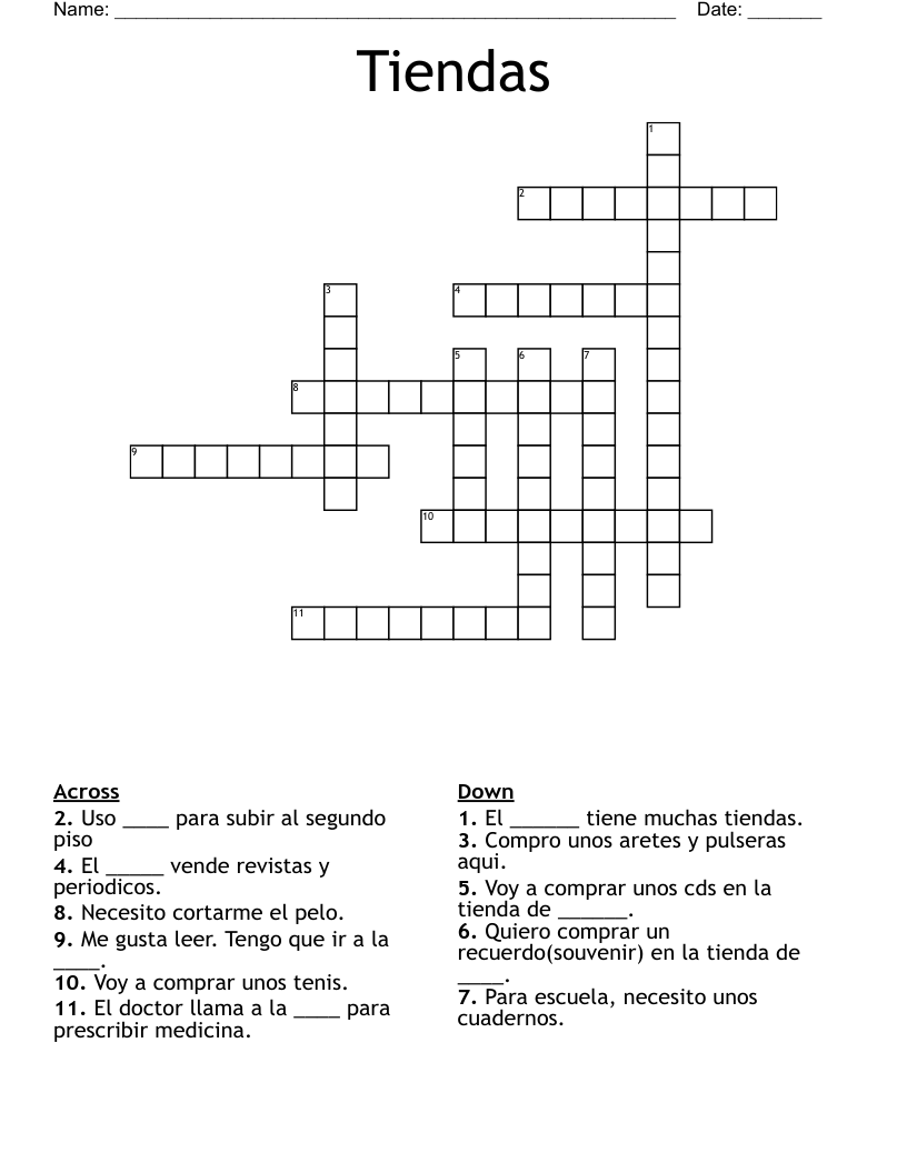 Tiendas Crossword