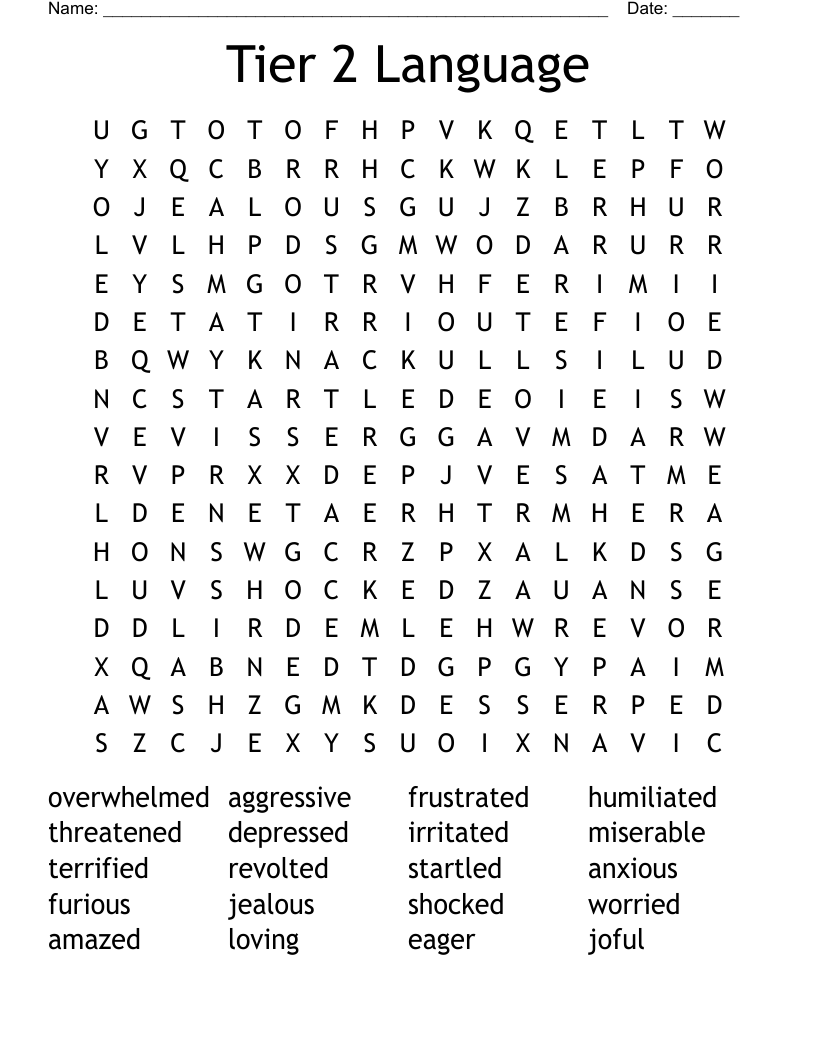 Tier 2 Language Word Search