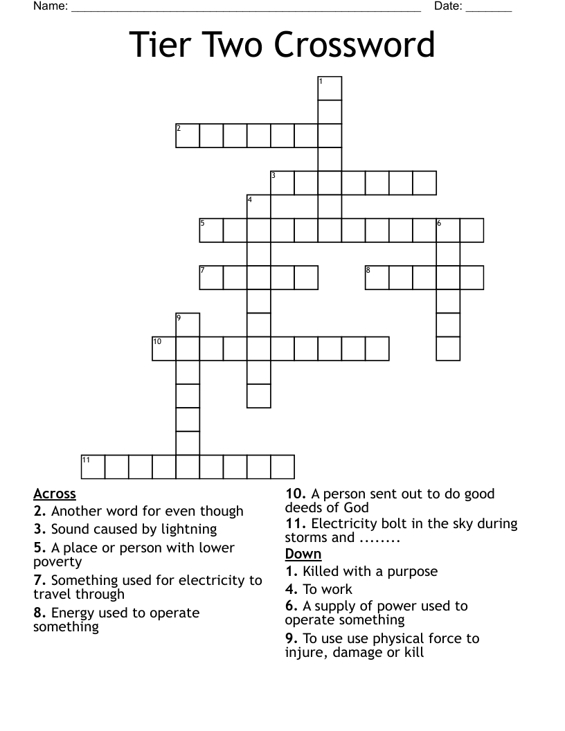 Tier Two Crossword