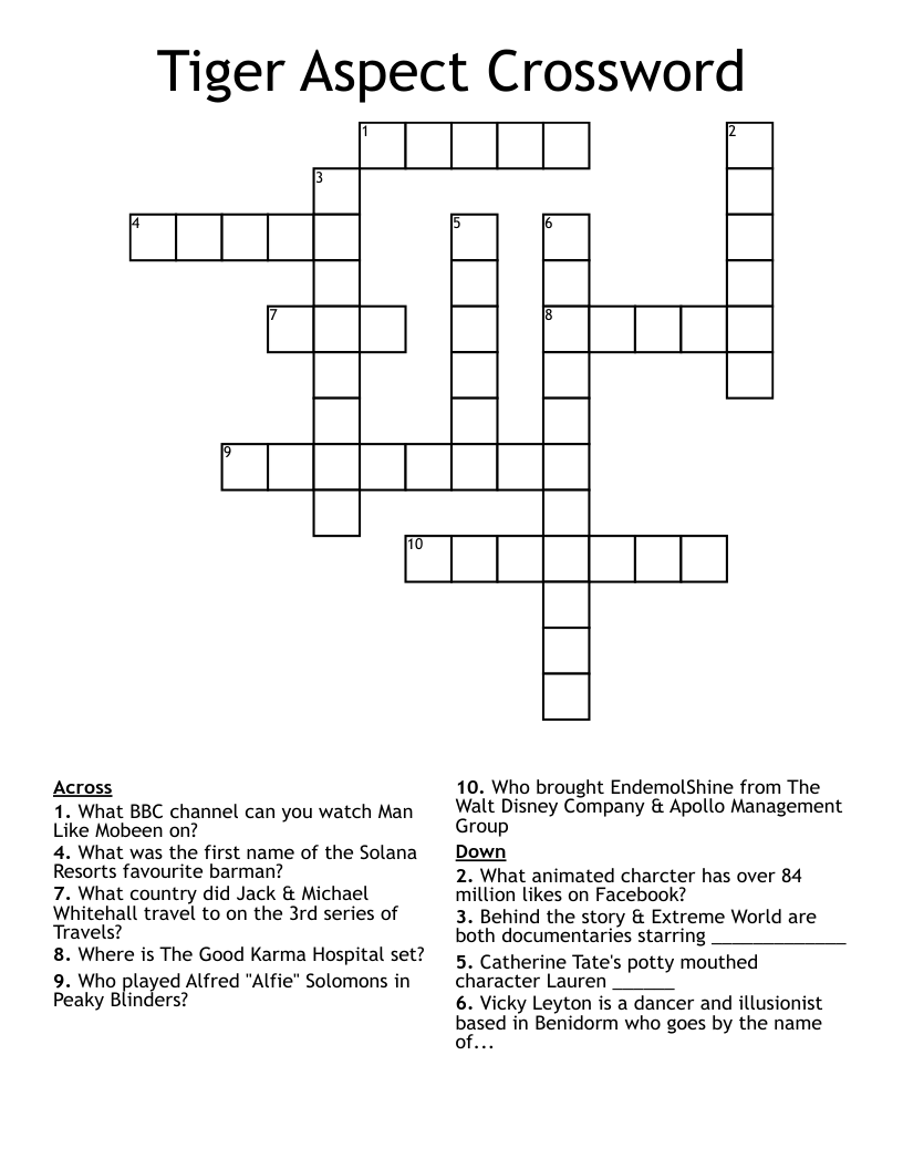 Tiger Aspect Crossword 
