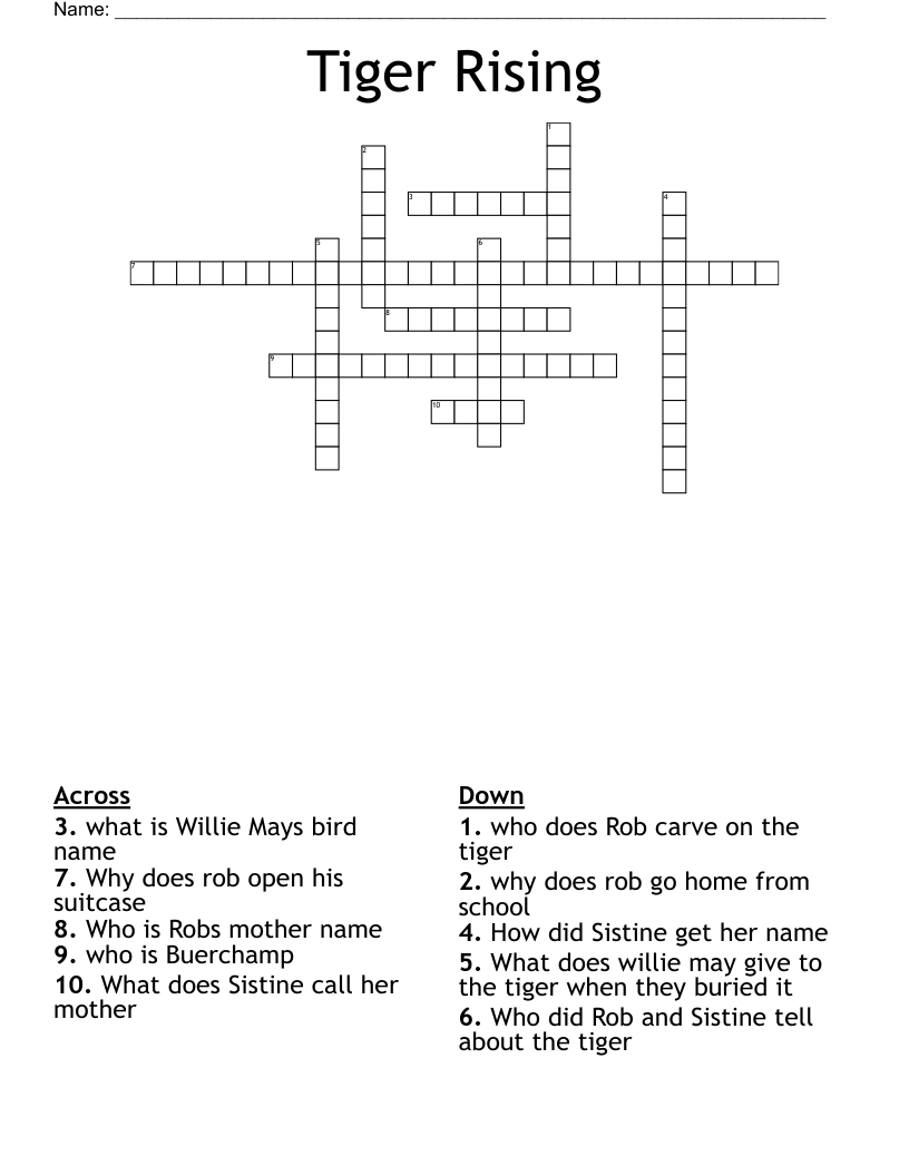 Tiger Rising Crossword