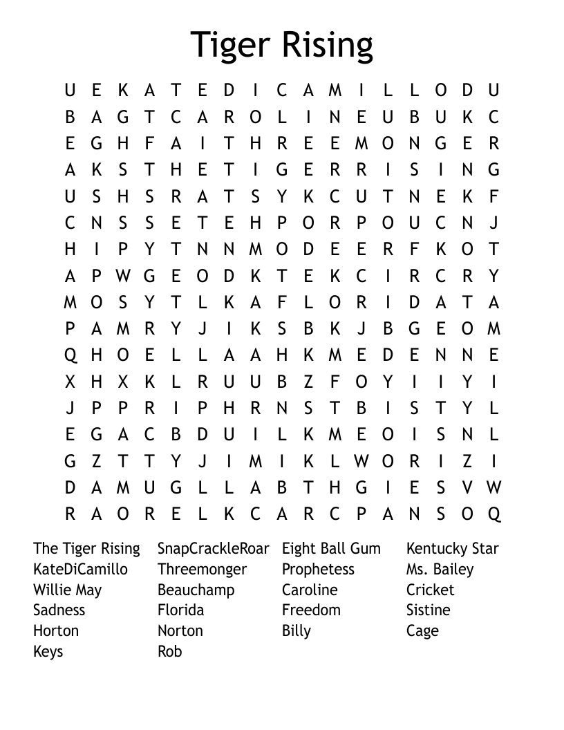Tiger Rising Word Search