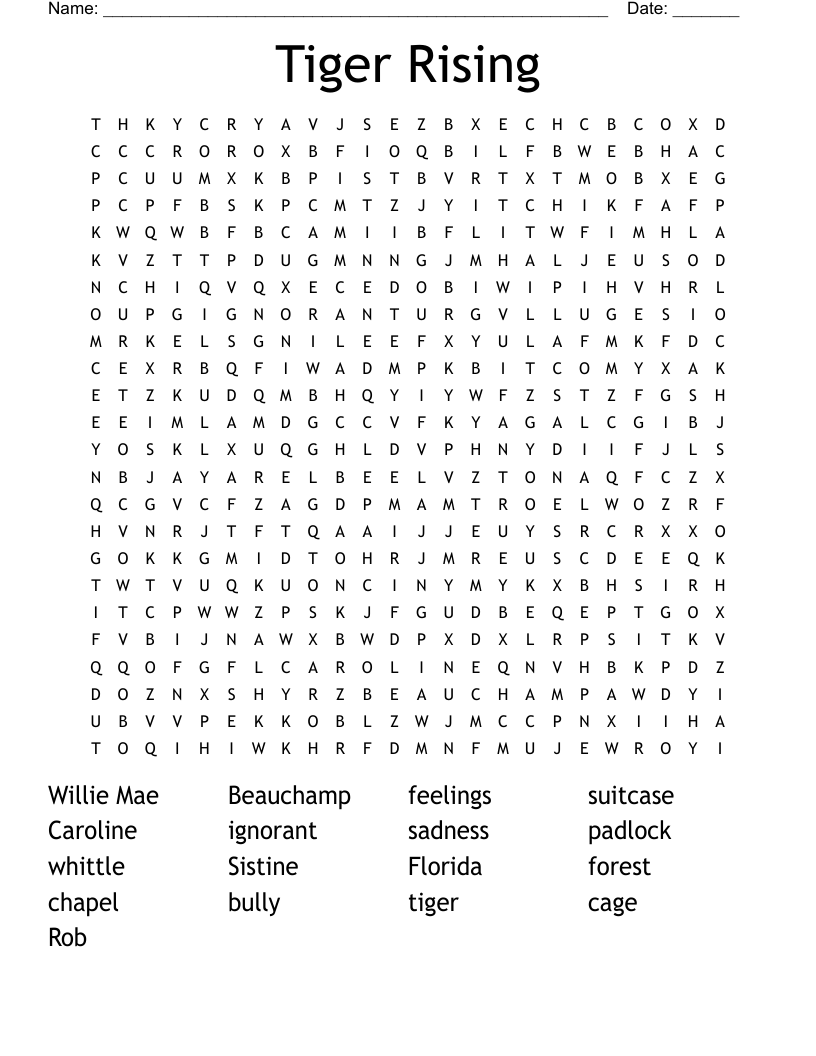 Tiger Rising Word Search