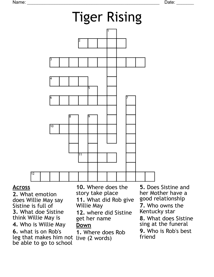 Tiger Rising  Crossword