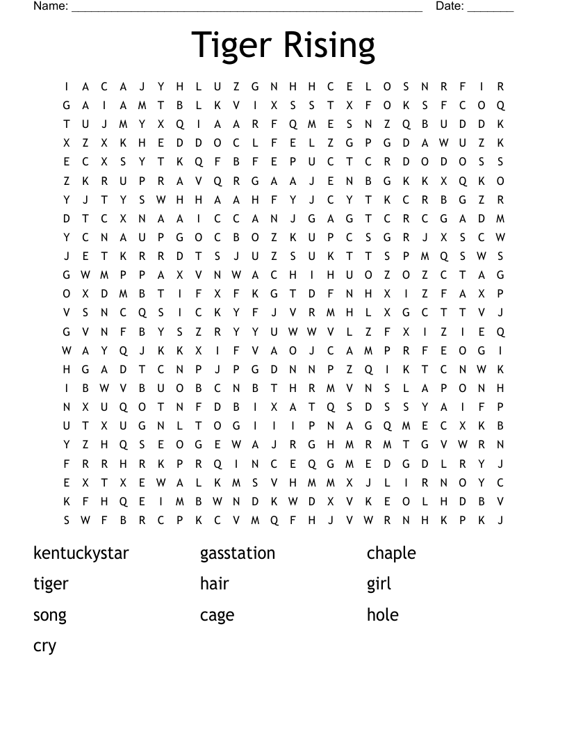 Tiger Rising  Word Search