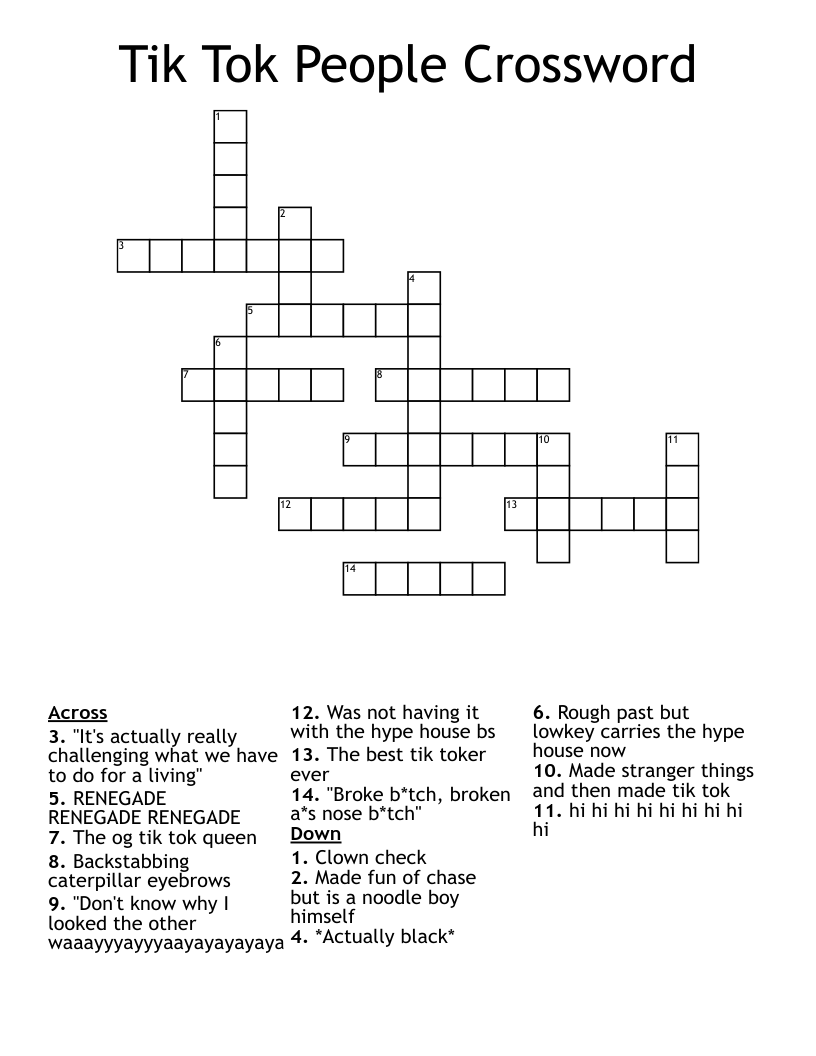 Tik Tok People Crossword 