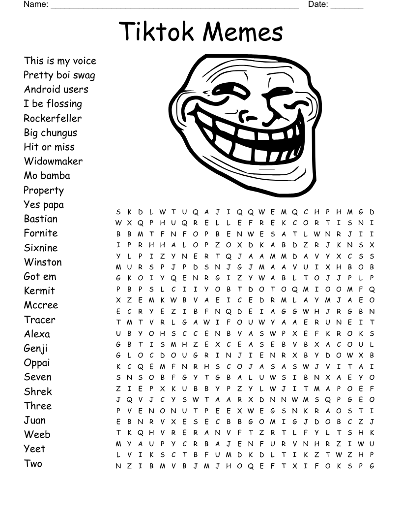 Tiktok Memes Word Search