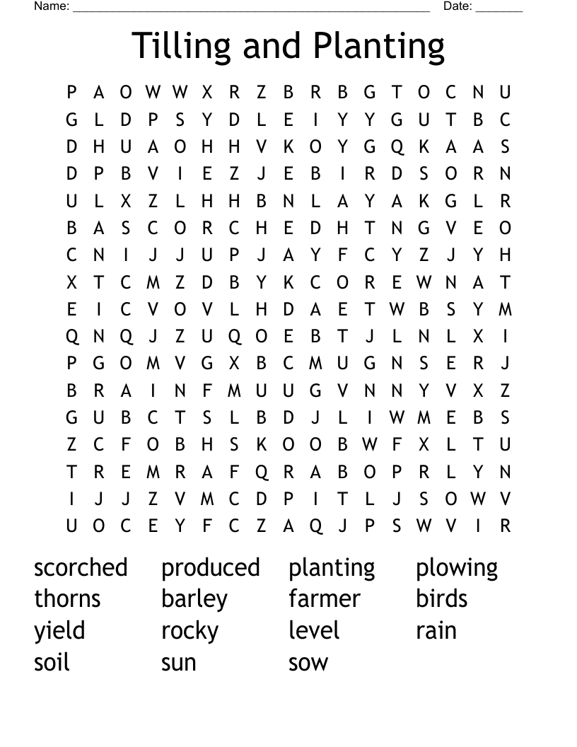 Tilling and Planting Word Search