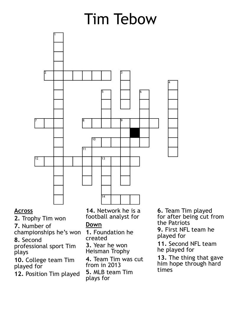 Tim Tebow Crossword
