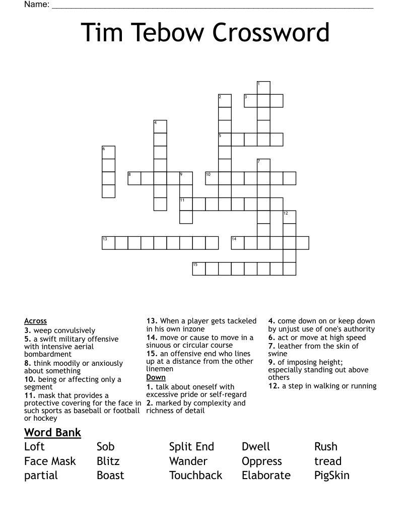 Tim Tebow Crossword