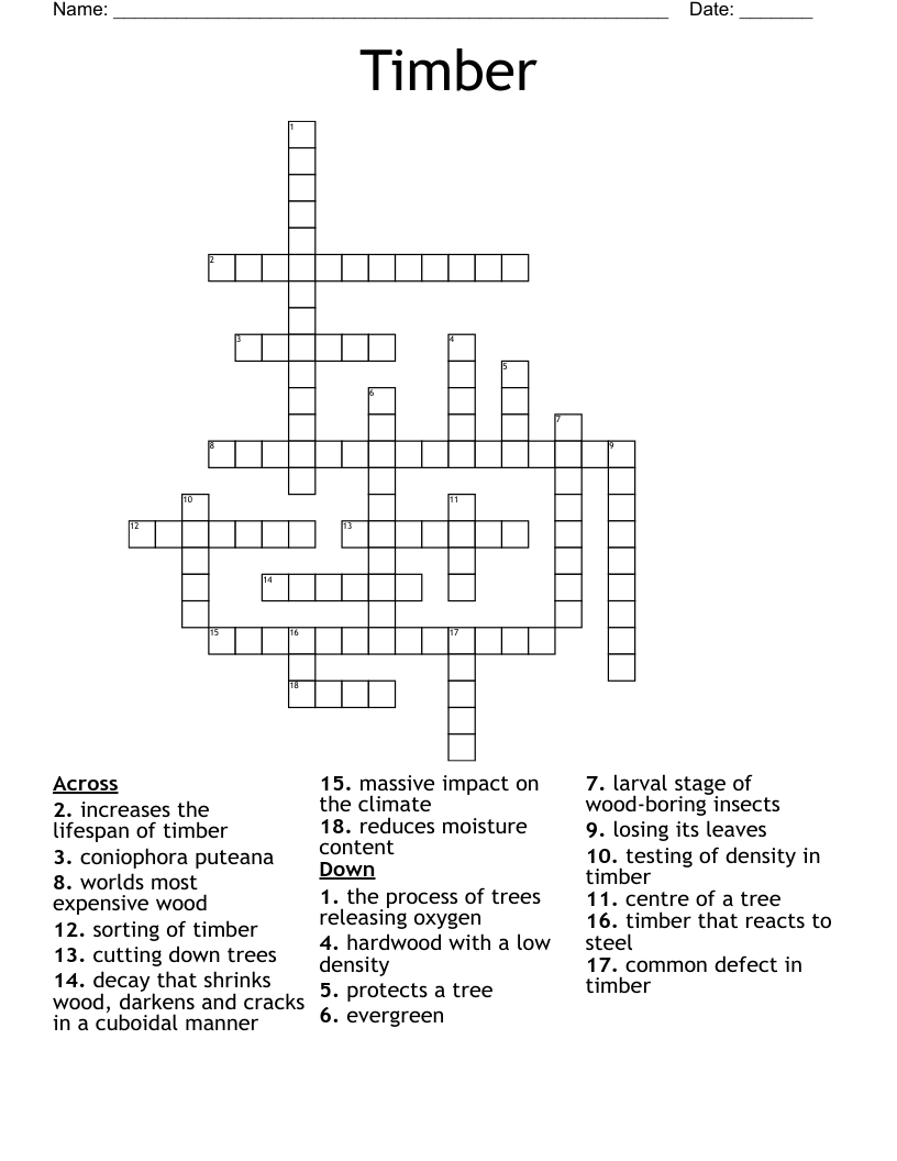Timber  Crossword