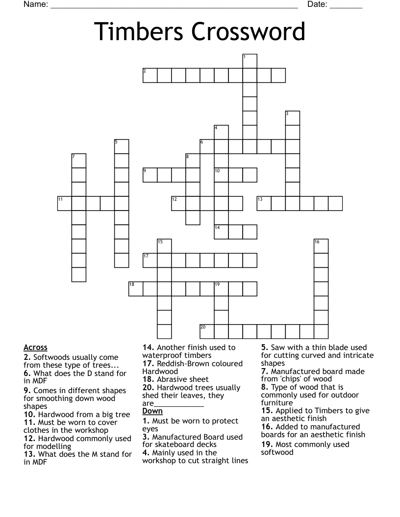 Timbers Crossword