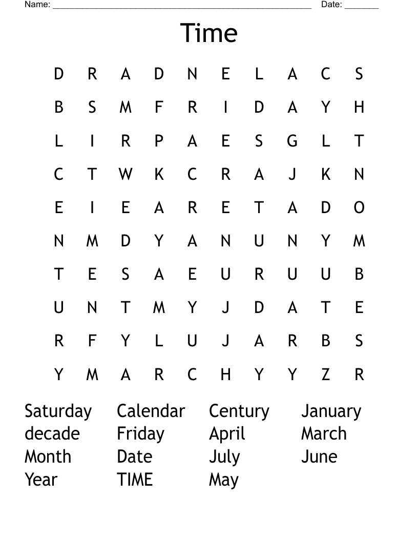 Time Word Search