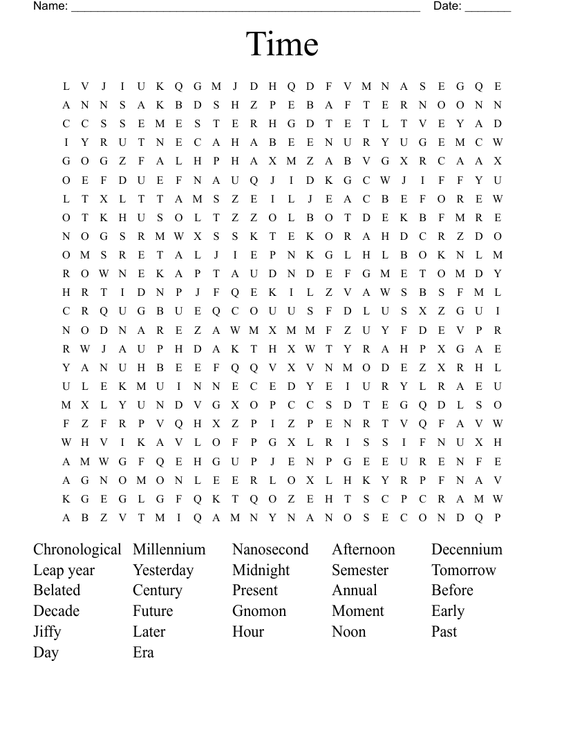 Time Word Search