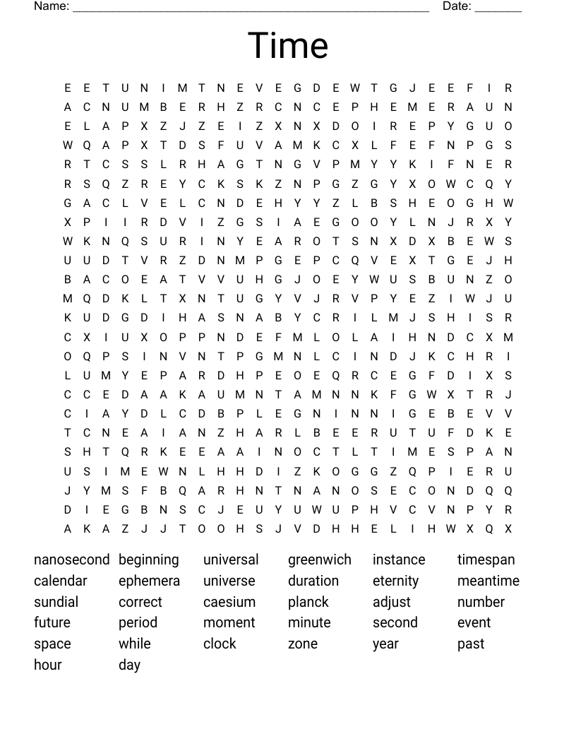 Time Word Search