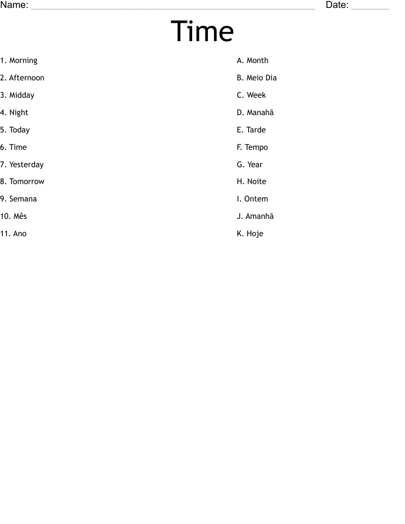 Time Worksheet