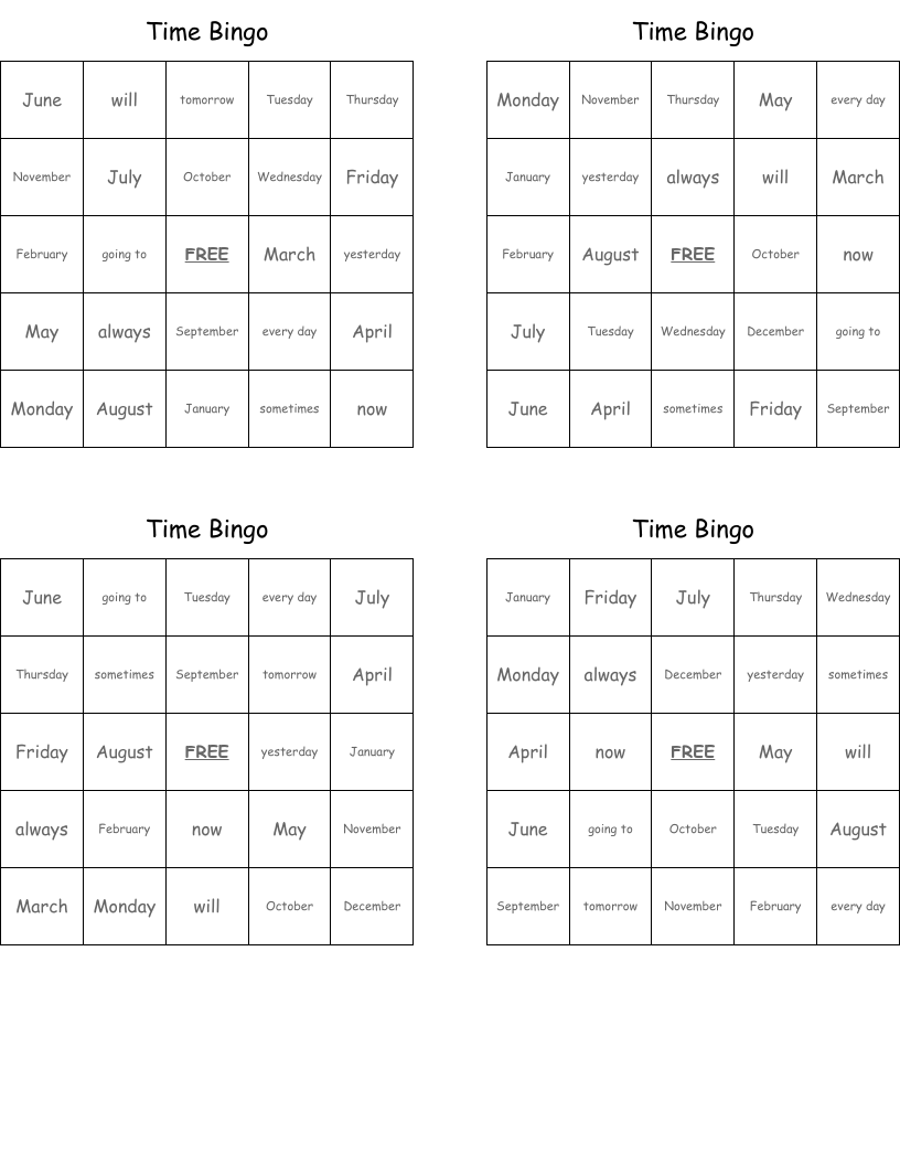 Time Bingo