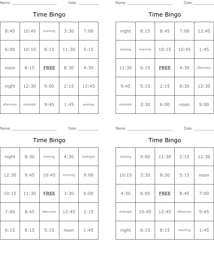 Time Bingo