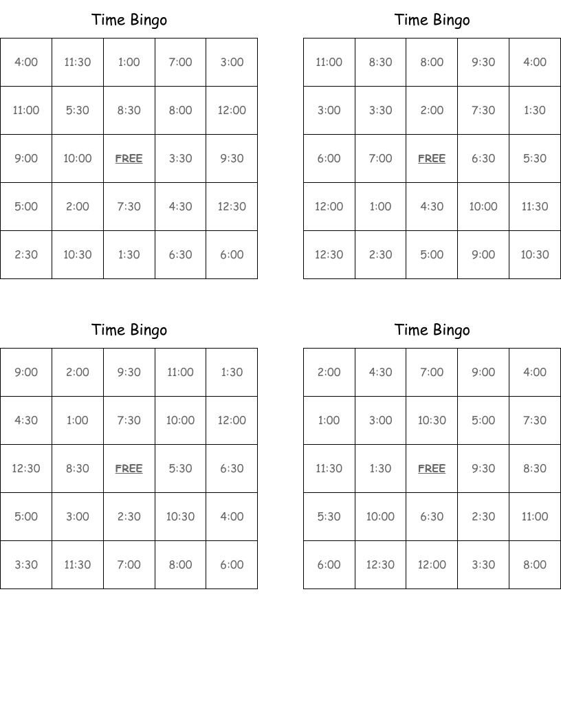 Time Bingo
