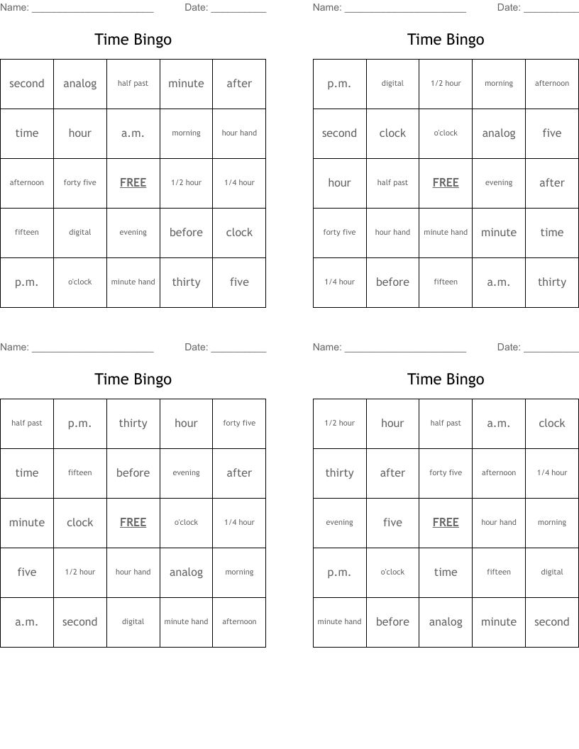 Time Bingo