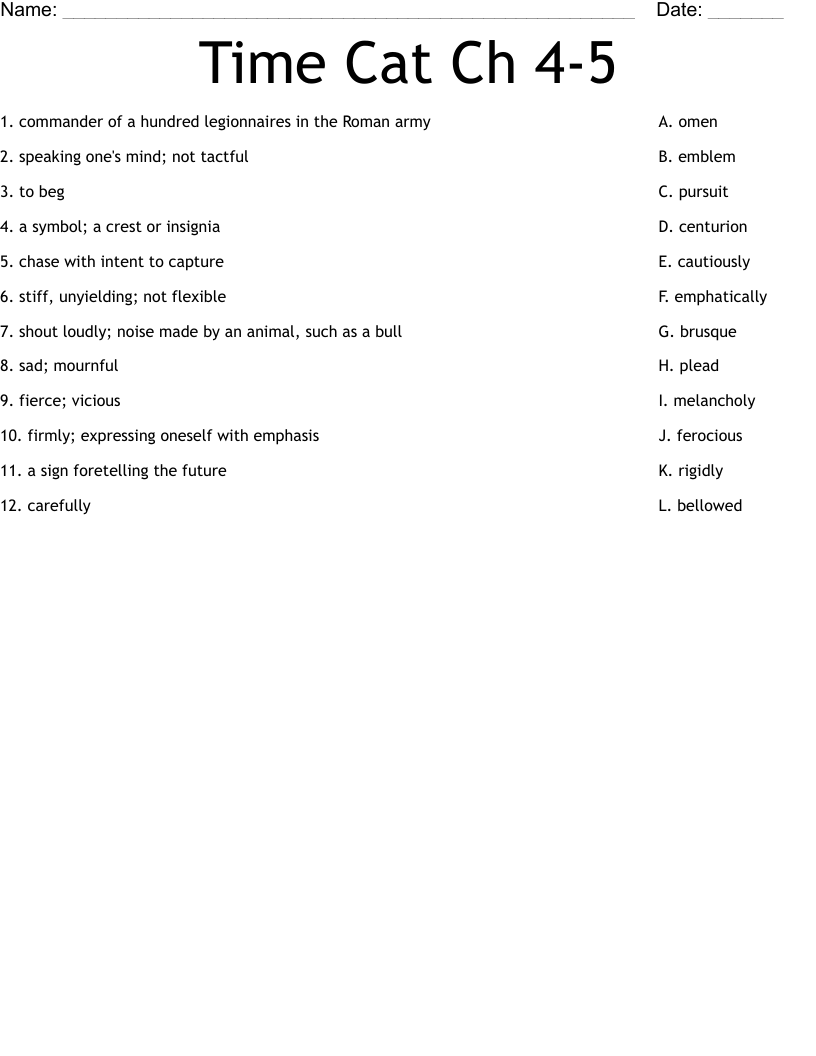 Time Cat Ch 4-5 Worksheet