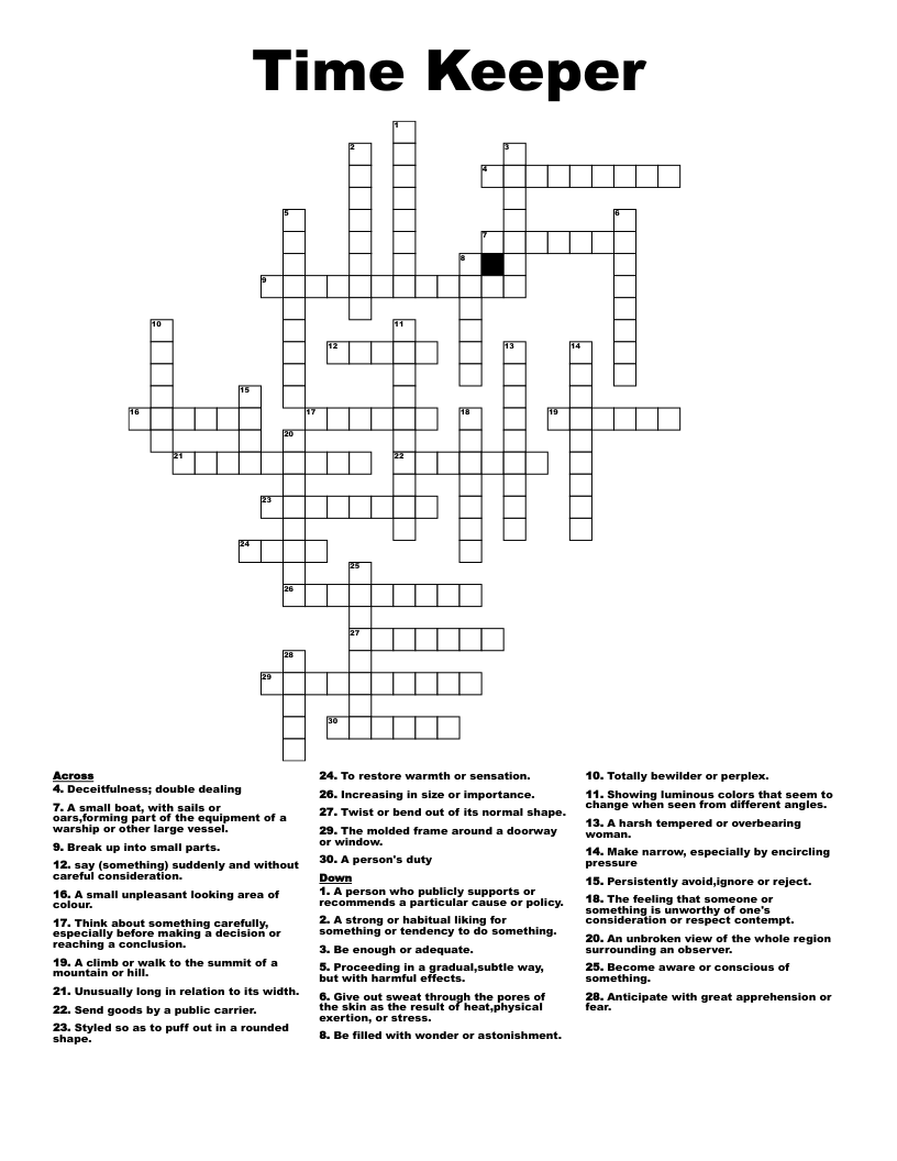 Time Keeper Crossword