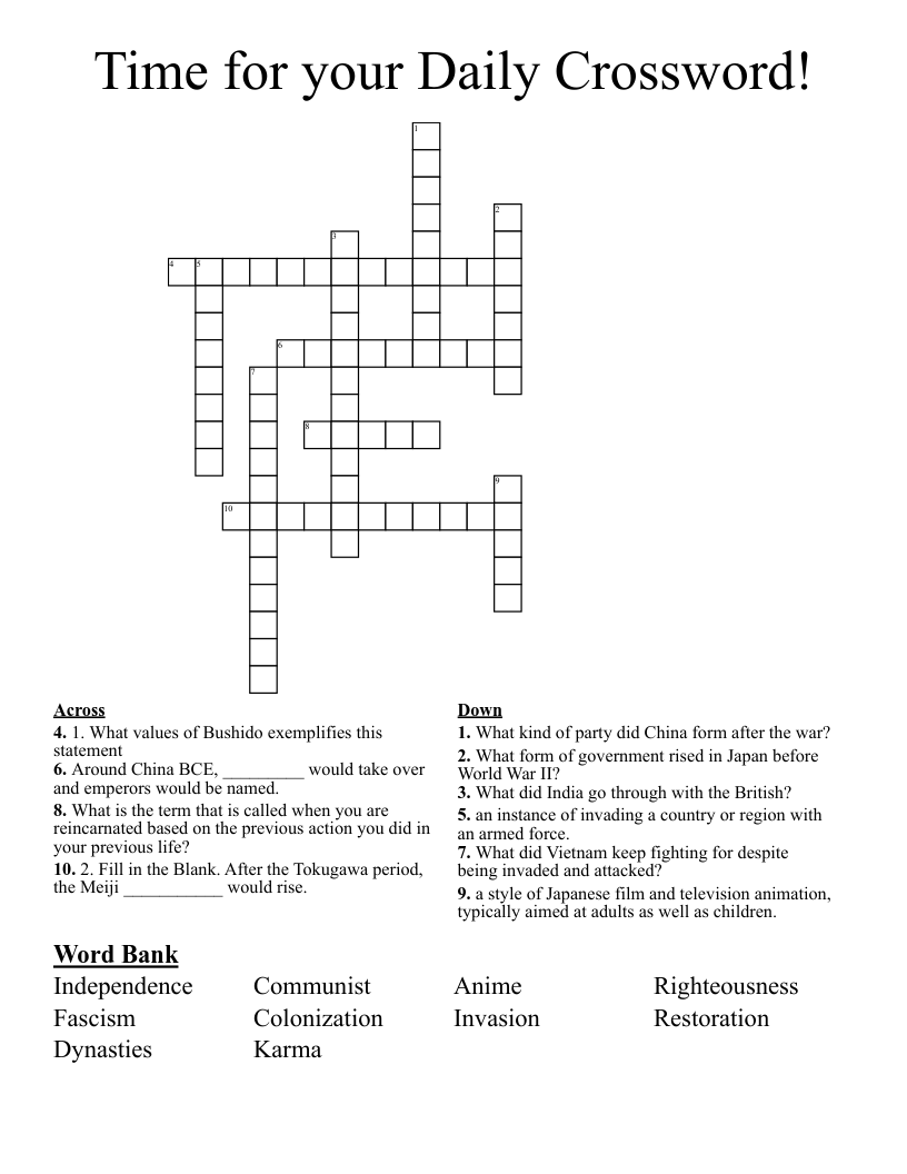 Time for your Daily Crossword!
