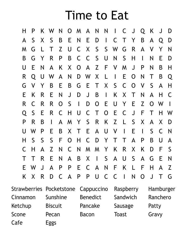 Time to Eat Word Search