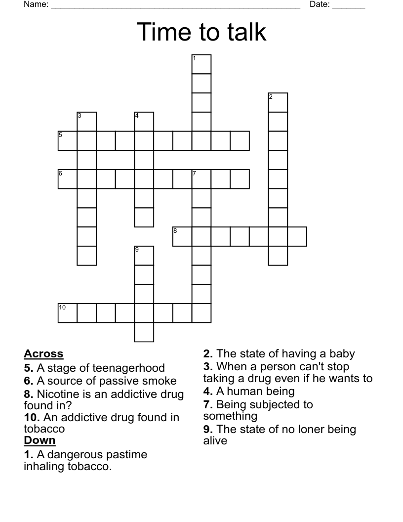 Time to talk Crossword