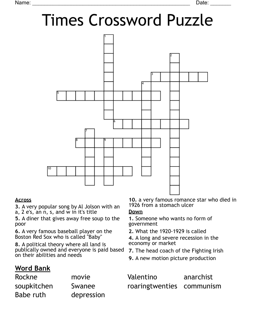 Times Crossword Puzzle