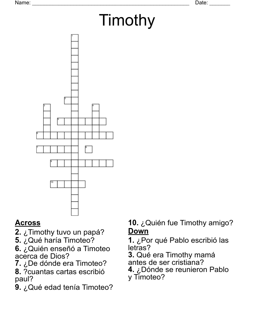Timothy Crossword