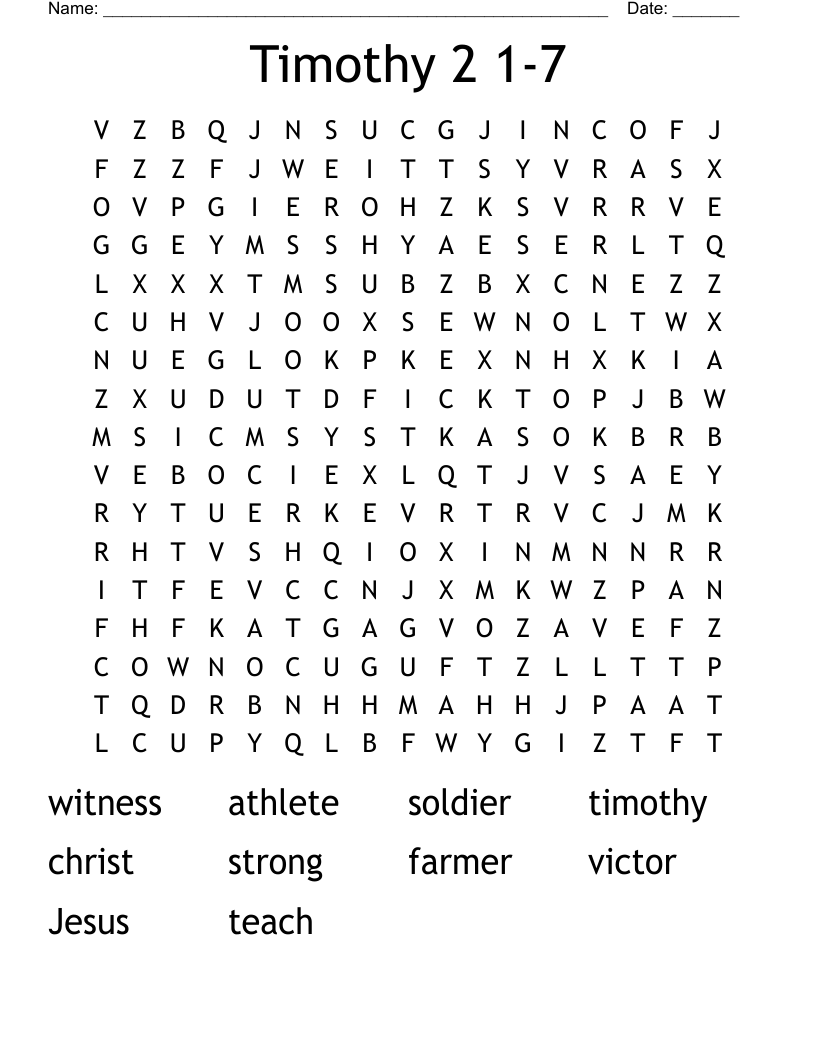 Timothy 2 1-7  Word Search