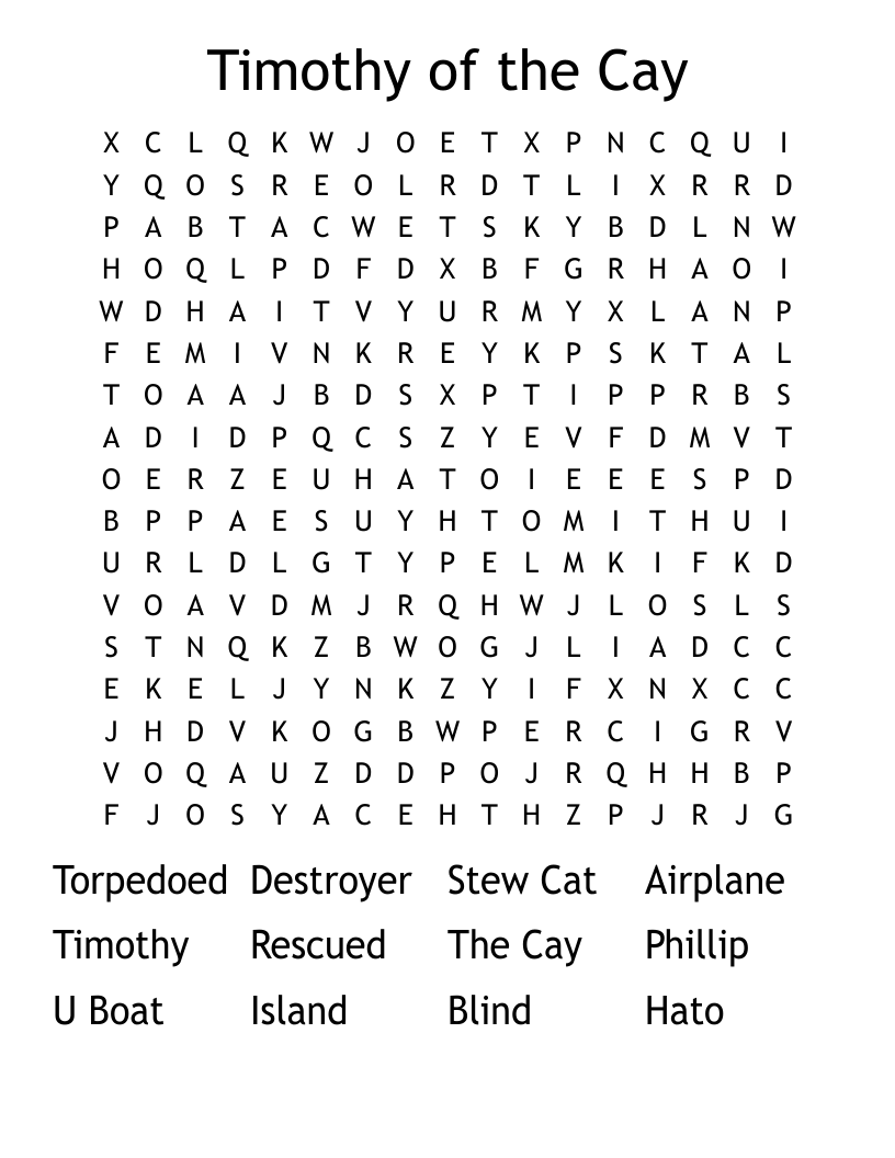 Timothy of the Cay Word Search