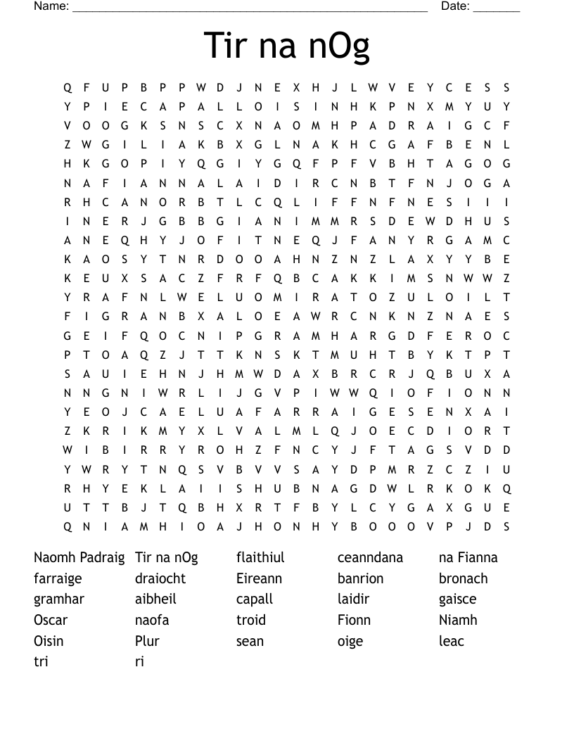 Tir na nOg Word Search