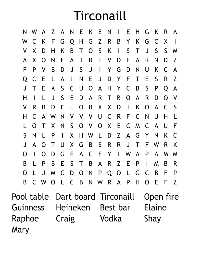 Tirconaill  Word Search