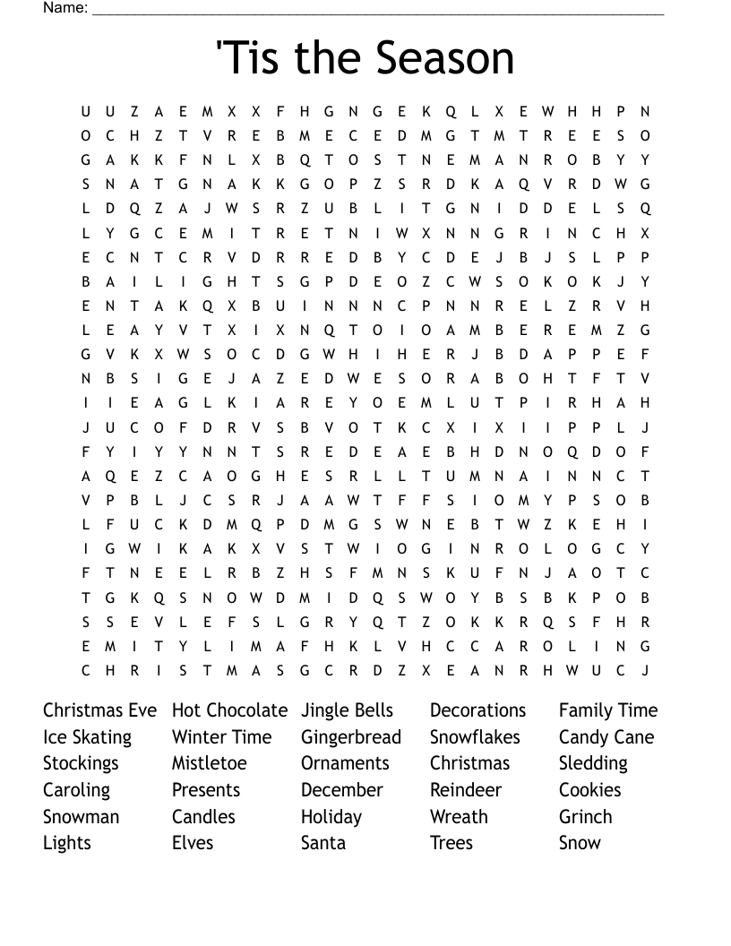 'Tis the Season Word Search