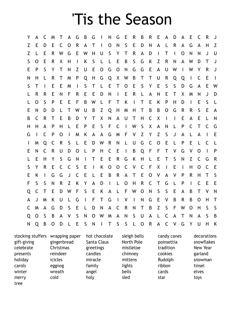 'Tis the Season Word Search
