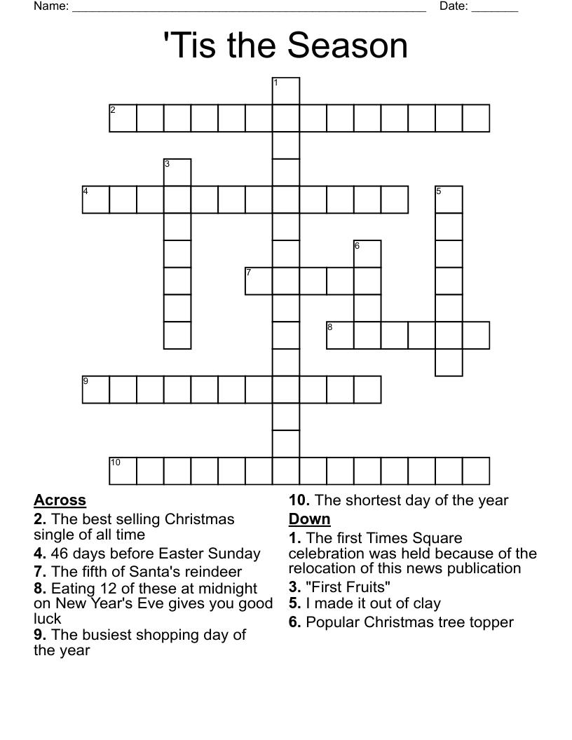 'Tis the Season Crossword