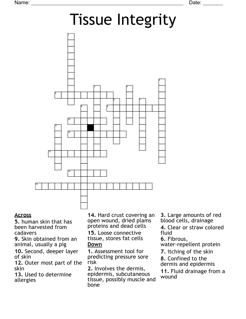 Tissue Integrity Crossword
