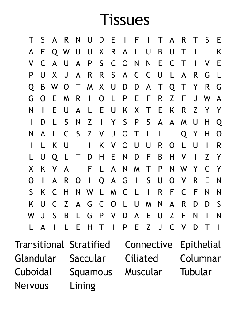 Tissues Word Search