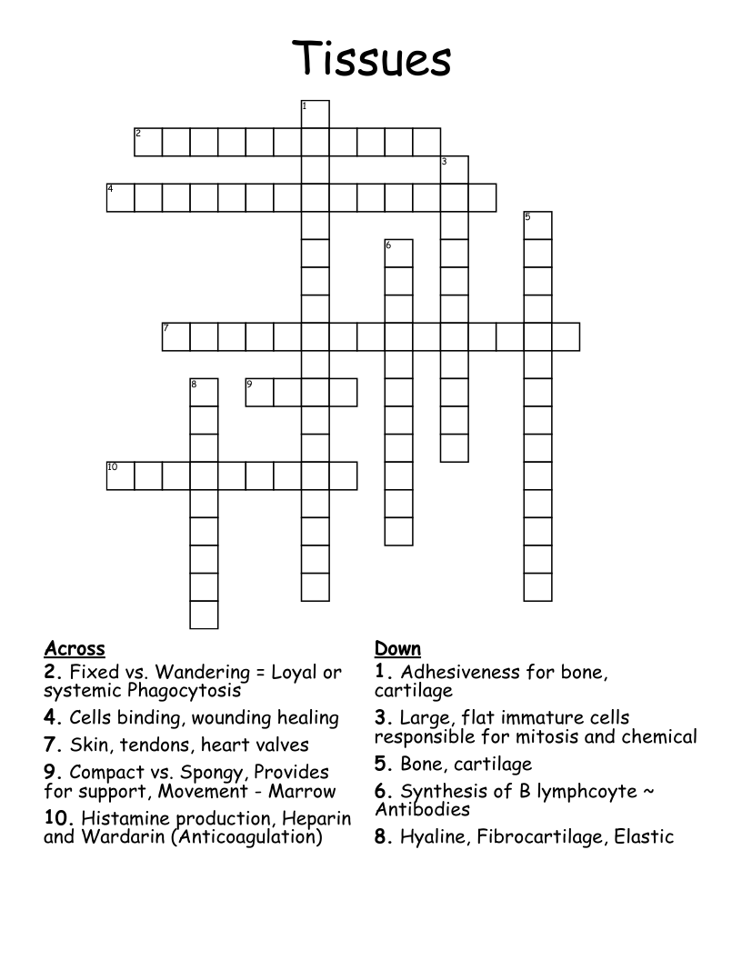 Tissues Crossword