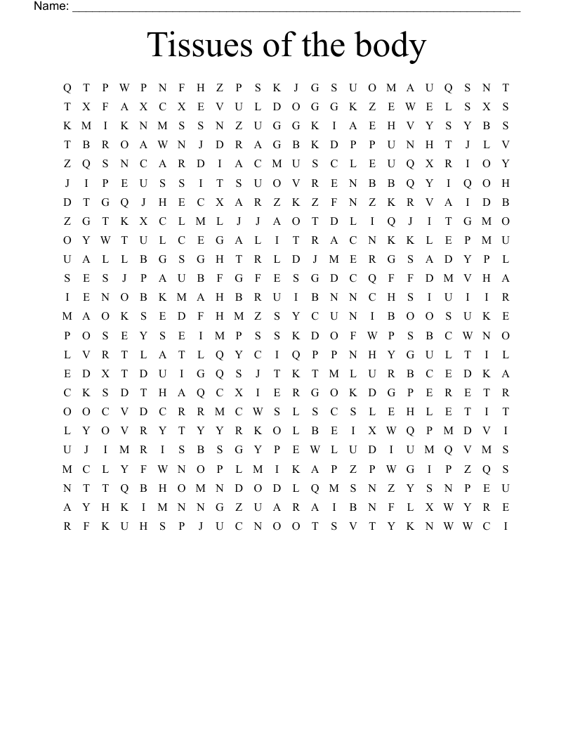 Tissues of the body Word Search