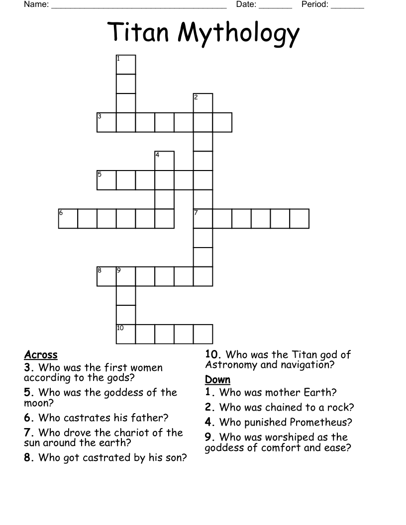 Titan Mythology Crossword
