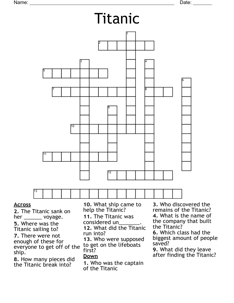 Titanic Crossword