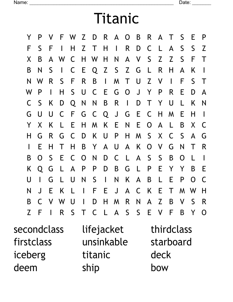 Titanic Word Search