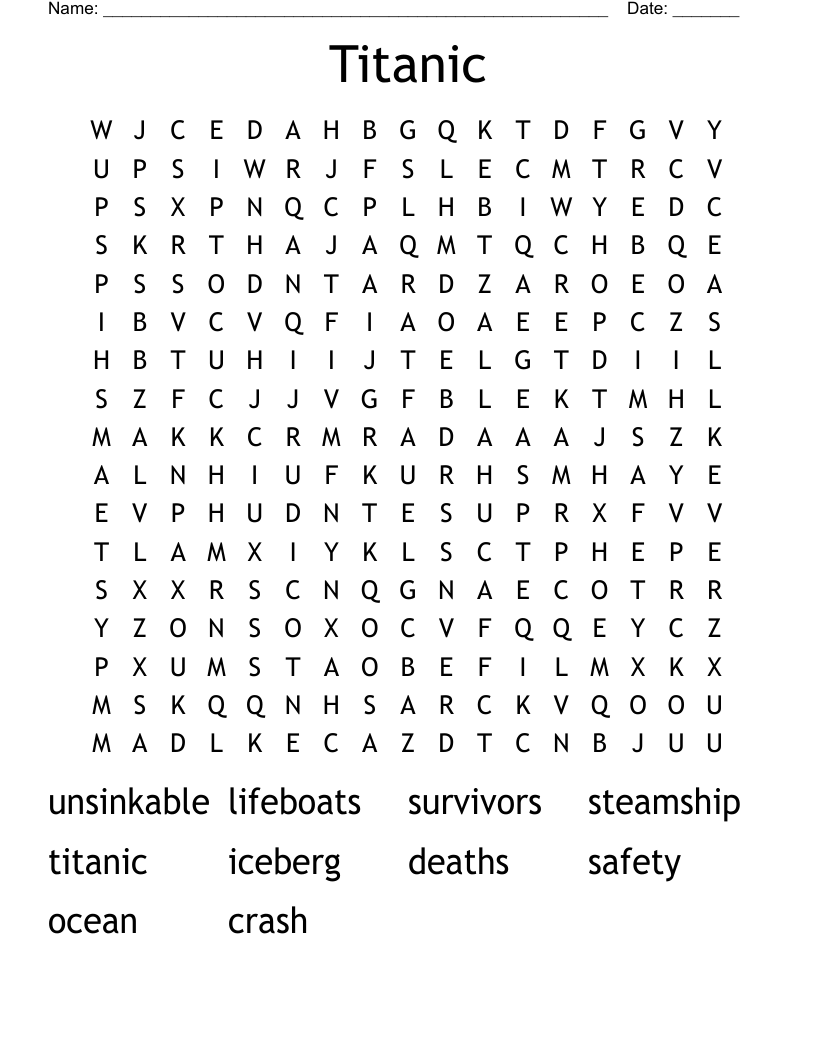 Titanic Word Search